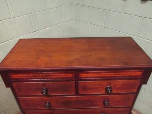 fig 2. ANTIQUE VICTORIAN WELSH OAK AND MAHOGANY CHEST OF DRAWERS C1880.