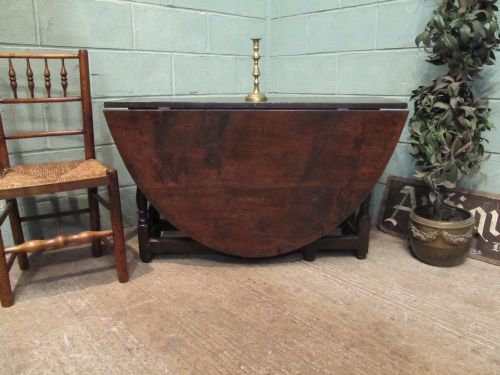 fig 1. ANTIQUE EARLY 18TH CENTURY PERIOD JOINED OAK GATE LEG TABLE C1720
