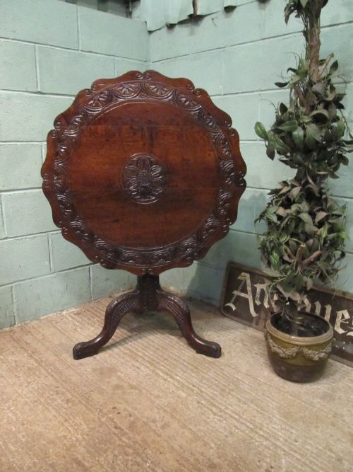Antique 18th Century Carved Oak Tilt Top Table C1780