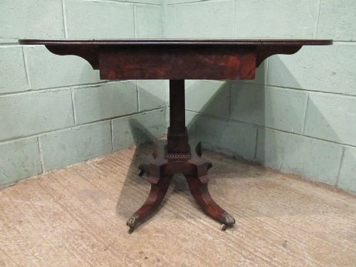 fig 1. ANTIQUE REGENCY FLAMED MAHOGANY DROP LEAF PEMBROKE TABLE C1820