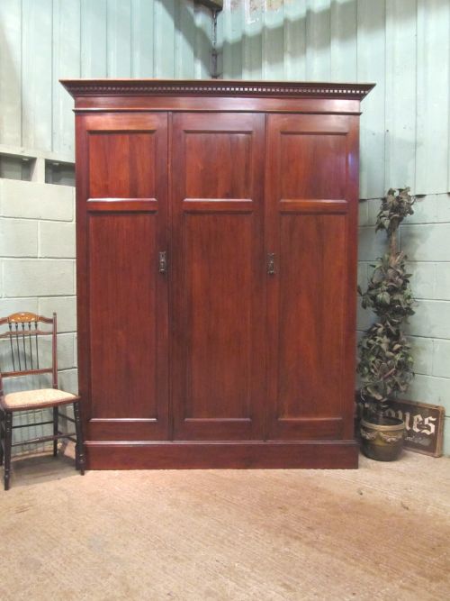 Antique Victorian Mahogany Triple Wardrobe Compactum C1880