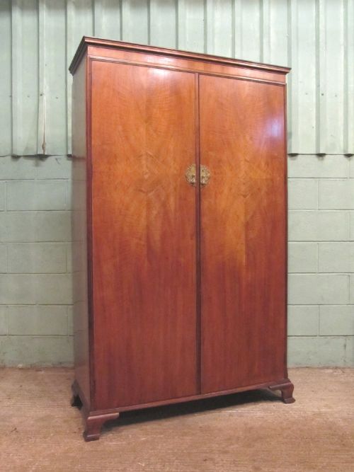 fig 1. ANTIQUE WALNUT DOUBLE WARDROBE BY WARING & GILLOWS C1920