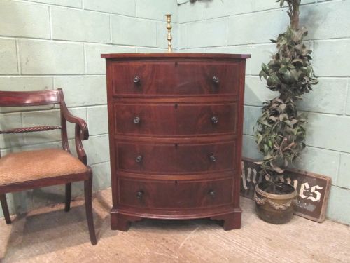 Antique Edwardian Mahogany Bow Front Chest of Drawers C1900