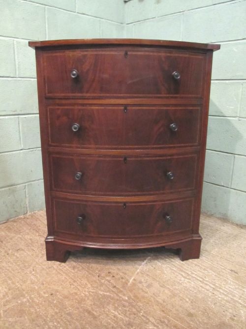 fig 1. ANTIQUE EDWARDIAN MAHOGANY BOW FRONT CHEST OF DRAWERS C1900