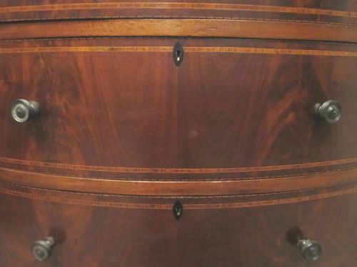 fig 2. ANTIQUE EDWARDIAN MAHOGANY BOW FRONT CHEST OF DRAWERS C1900