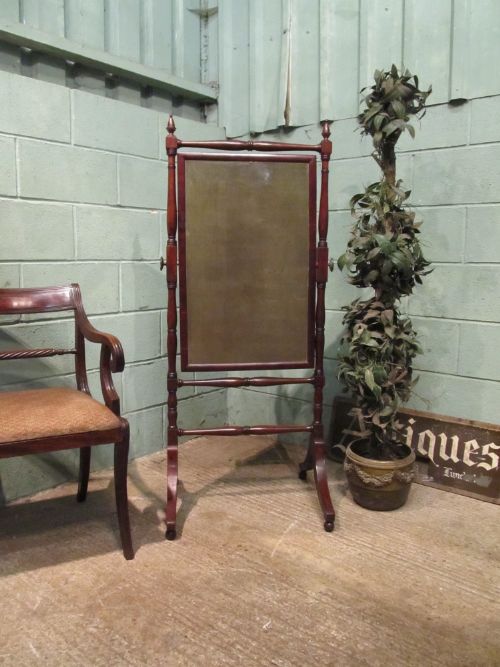 Antique Georgian Regency Mahogany Cheval Mirror C1820