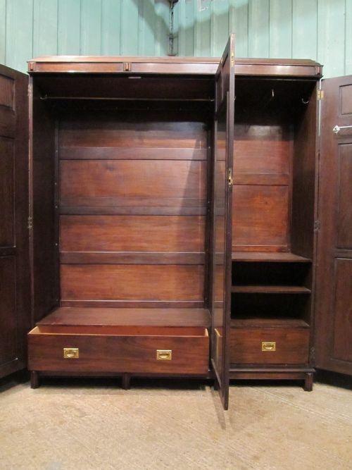 fig 3. ANTIQUE EDWARDIAN DENBY & SPINKS OAK TRIPLE WARDROBE C1900