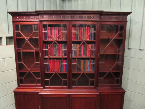 fig 2. ANTIQUE MAHOGANY ASTRAGAL GLAZED TRIPLE BREAKFRONT BOOKCASE C1920