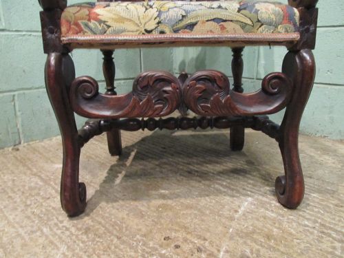 fig 2. ANTIQUE EARLY 19TH CENTURY SPANISH CARVED WALNUT ARMCHAIR C1830