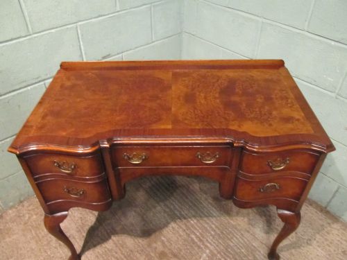 fig 1. ANTIQUE EDWARDIAN BURR WALNUT SERPENTINE SHAPED DESK C1900