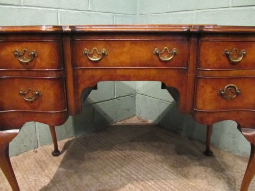 fig 2. ANTIQUE EDWARDIAN BURR WALNUT SERPENTINE SHAPED DESK C1900