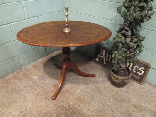 fig 1. ANTIQUE VICTORIAN BURR WALNUT TILT TOP TABLE C1880