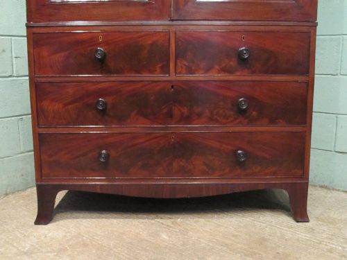fig 1. ANTIQUE REGENCY FLAMED MAHOGANY LINEN CLOTHES PRESS C1820