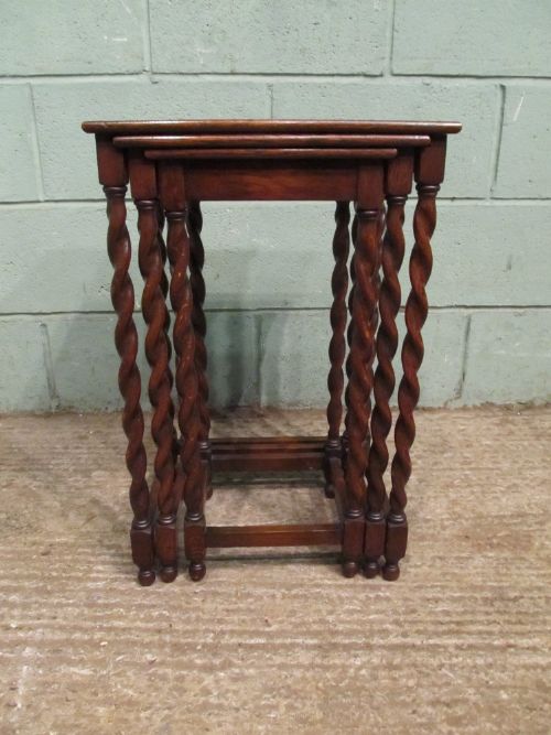 fig 1. Antique Nest of Three Oak Tables c1920