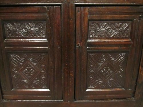 fig 1. ANTIQUE EARLY 18TH CENTURY CARVED COUNTRY OAK CUPBOARD C1720
