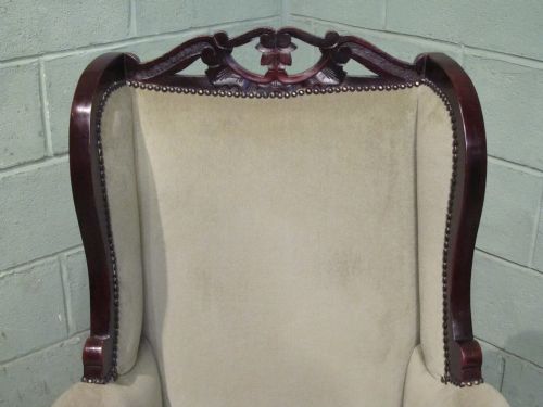 fig 2. ANTIQUE LATE VICTORIAN MAHOGANY FRAMED WING ARMCHAIR C1890