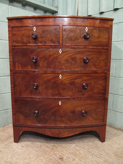 fig 2. ANTIQUE GEORGIAN REGENCY MAHOGANY BOW FRONT CHEST OF DRAWERS C1820