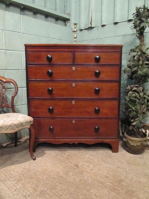 Antique Georgian Regency Oak & Mahogany Chest of Drawers C1820