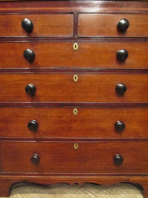 fig 2. ANTIQUE GEORGIAN REGENCY OAK & MAHOGANY CHEST OF DRAWERS C1820