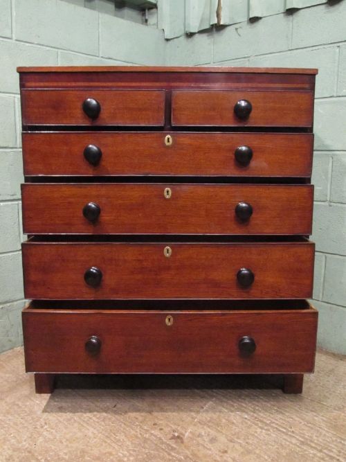 fig 1. ANTIQUE GEORGIAN REGENCY OAK & MAHOGANY CHEST OF DRAWERS C1820