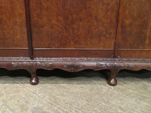 fig 1. ANTIQUE CARVED BURR WALNUT TRIPLE WARDROBE C1920