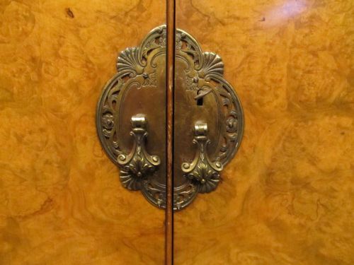fig 1. ANTIQUE BURR WALNUT DOUBLE WARDROBE BY DENBY & SPINKS C1920