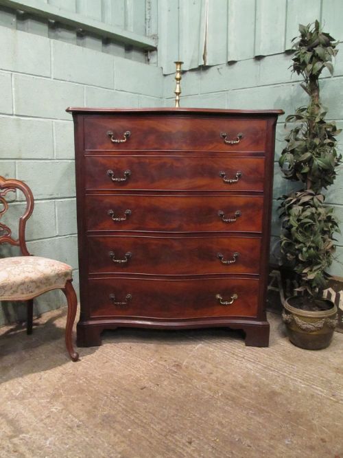 Antique Serpentine Front Mahogany Chest of Drawers C1920