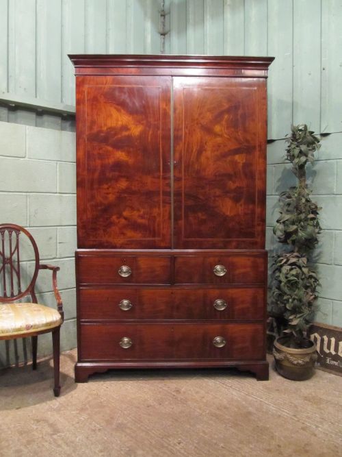 Antique 18th Century Mahogany Clothes Press Wardrobe C1780