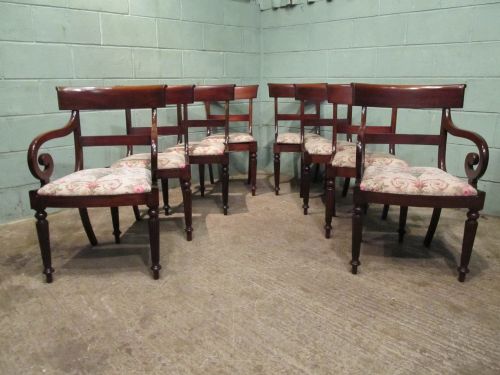 Antique Set Eight William 1v Mahogany Dining Chairs C1830