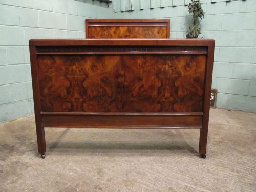 Antique Edwardian Burr Walnut Double Bed C1900