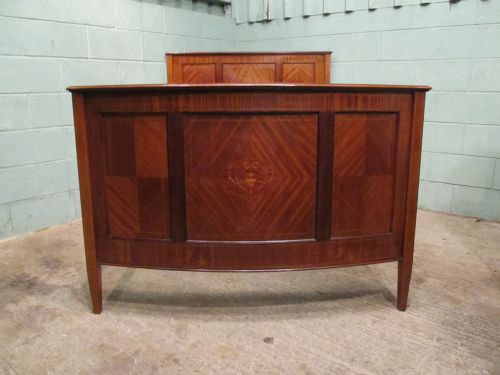 Antique Edwardian Mahogany Bow Front Inlaid Double Bed C1900