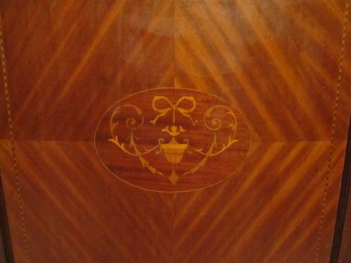 fig 2. ANTIQUE EDWARDIAN MAHOGANY BOW FRONT INLAID DOUBLE BED C1900