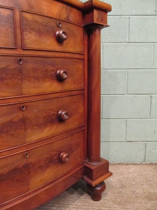 fig 1. ANTIQUE VICTORIAN MAHOGANY BOW FRONT SCOTCH CHEST OF DRAWERS C1880