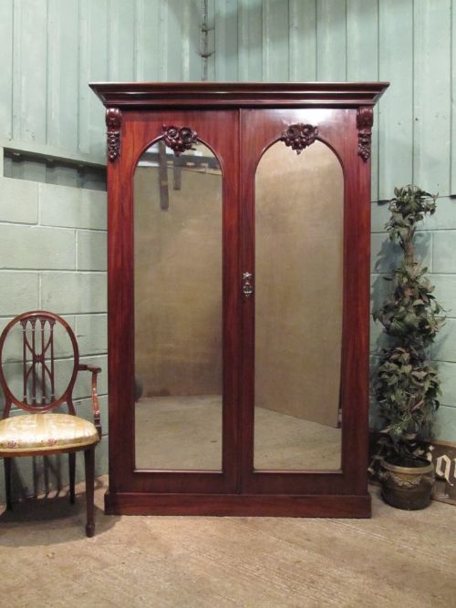 Antique Early Victorian Mahogany Double Wardrobe C1840