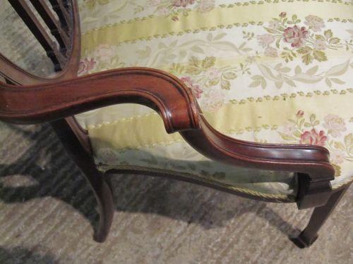 fig 2. ANTIQUE EDWARDIAN MAHOGANY DECORATIVE SIDE DESK CHAIR C1900