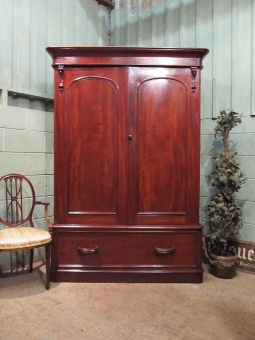 Antique Victorian Mahogany Double Wardrobe Compactum C1880
