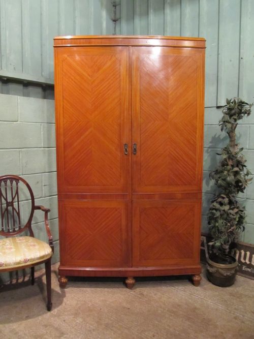 Antique Edwardian Satinwood Gentlemans Wardrobe Compactum by Maples & Co C1900