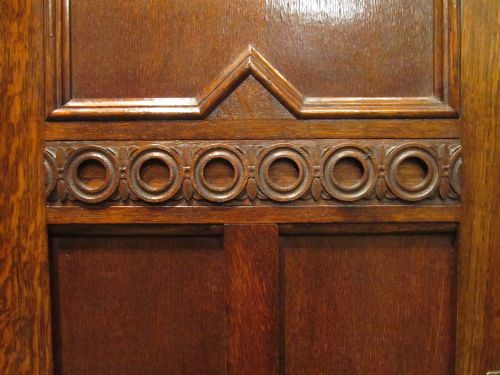 fig 1. ANTIQUE EDWARDIAN OAK ARTS & CRAFTS TRIPLE WARDROBE C1900
