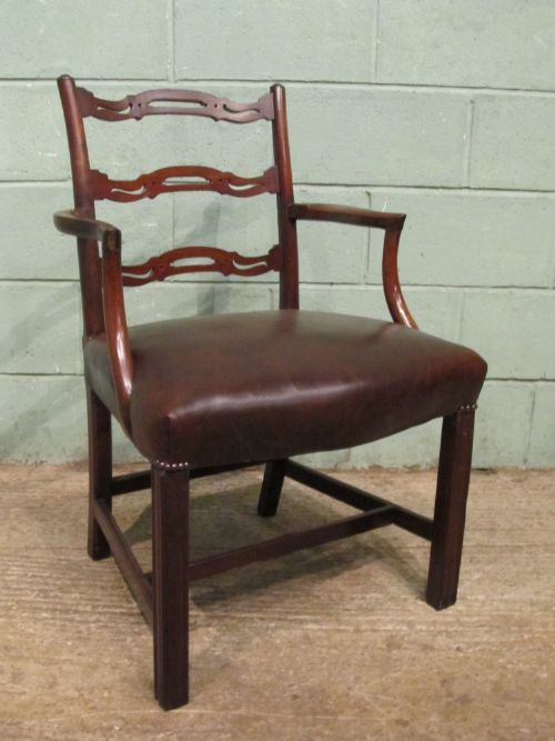 Antique 18th Century Mahogany & Leather Desk Chair C1780