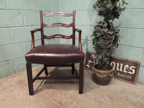 fig 1. ANTIQUE 18TH CENTURY MAHOGANY & LEATHER DESK CHAIR C1780