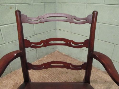 fig 2. ANTIQUE 18TH CENTURY MAHOGANY & LEATHER DESK CHAIR C1780
