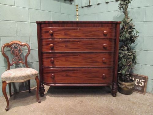 Antique William 1v Mahogany Bow Front Chest of Drawers C1830