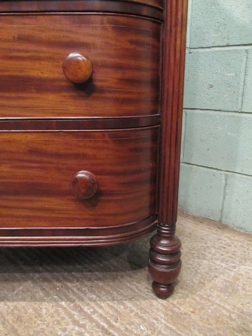 fig 1. ANTIQUE WILLIAM 1V MAHOGANY BOW FRONT CHEST OF DRAWERS C1830