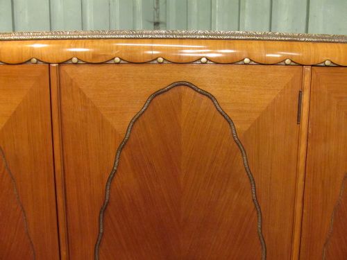 fig 2. ANTIQUE ITALIAN WALNUT & GILDED BOW FRONT TRIPLE WARDROBE C1920