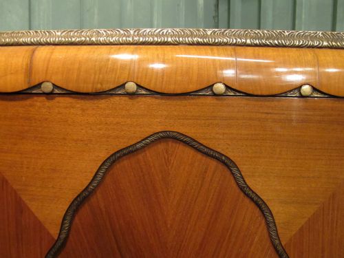 fig 2. ANTIQUE ITALIAN WALNUT & GILDED ART DECO TALL BOY GENTS WARDROBE C1920