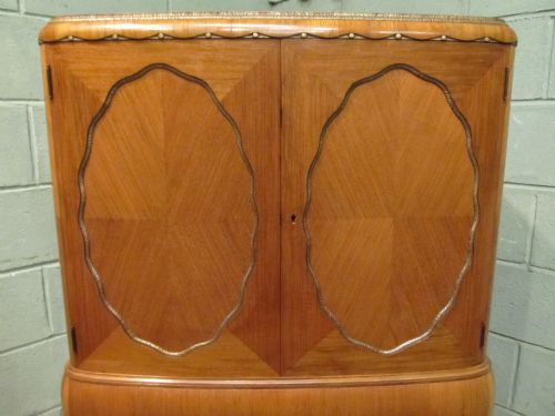 fig 1. ANTIQUE ITALIAN WALNUT & GILDED ART DECO TALL BOY C1920