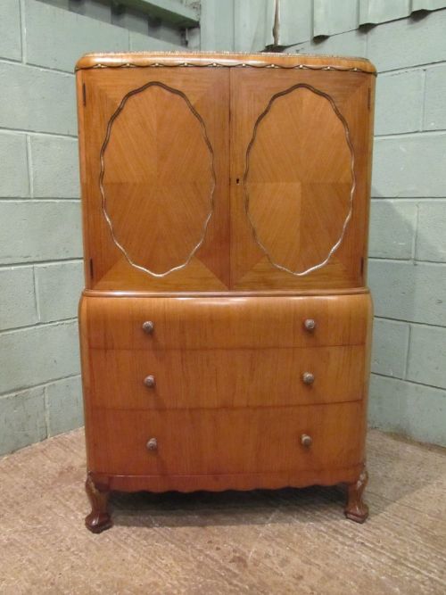 fig 2. ANTIQUE ITALIAN WALNUT & GILDED ART DECO TALL BOY C1920