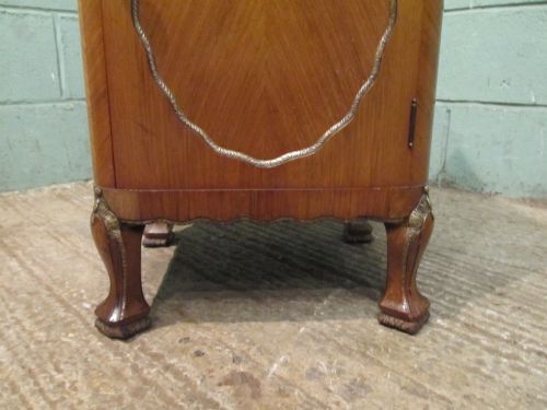 fig 2. ANTIQUE ITALIAN WALNUT & GILDED ART DECO BEDSIDE CABINET C1920