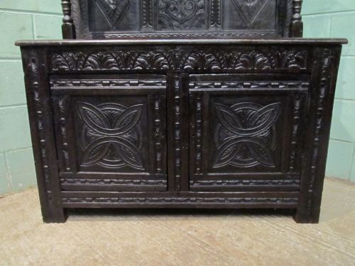 fig 1. ANTIQUE 18TH CENTURY PERIOD CARVED OAK CUPBOARD C1780
