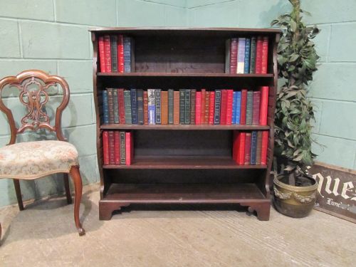 Antique Georgian Regency Country Oak Open Bookcase C1820